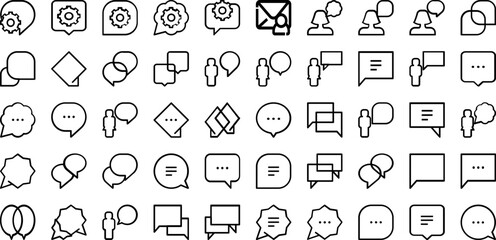 Set Of Chat Icons Collection Isolated Silhouette Solid Icons Including Support, Message, Conversation, Robot, Chat, Communication, Speech Infographic Elements Logo Vector Illustration
