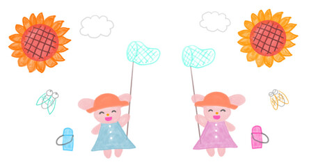 夏休みの思い出(グラフィック素材)