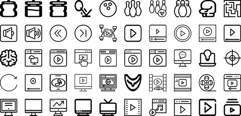 Set Of Play Icons Collection Isolated Silhouette Solid Icons Including Button, Play, Symbol, Illustration, Icon, Vector, Media Infographic Elements Logo Vector Illustration