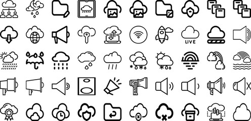 Set Of Loud Icons Collection Isolated Silhouette Solid Icons Including Announcement, Speaker, Sound, Vector, Voice, Loudspeaker, Loud Infographic Elements Logo Vector Illustration