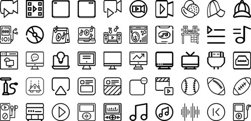 Set Of Play Icons Collection Isolated Silhouette Solid Icons Including Icon, Symbol, Play, Media, Illustration, Vector, Button Infographic Elements Logo Vector Illustration