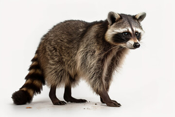 Obraz premium Image of raccoon on a white background. wildlife Animal. illustration. Generative AI.