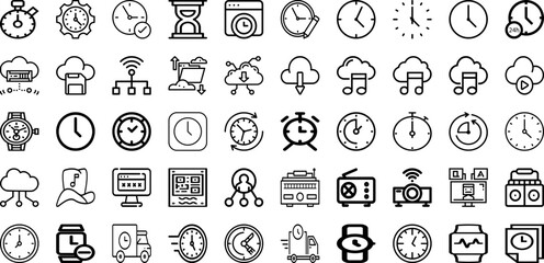 Set Of Time Icons Collection Isolated Silhouette Solid Icons Including Icon, Vector, Clock, Sign, Graphic, Time, Symbol Infographic Elements Logo Vector Illustration