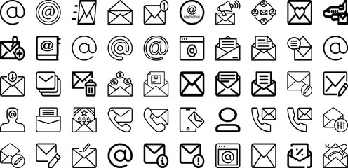 Set Of Mail Icons Collection Isolated Silhouette Solid Icons Including Mail, Letter, Sign, Vector, Message, Icon, Email Infographic Elements Logo Vector Illustration