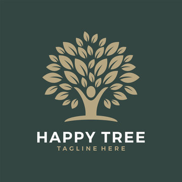 happy tree vector template