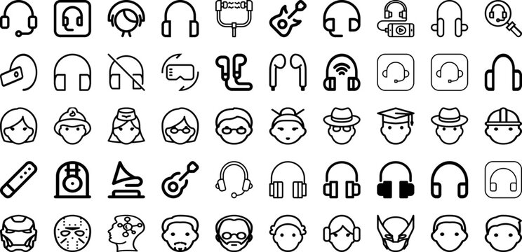 Set Of Head Icons Collection Isolated Silhouette Solid Icons Including Design, Graphic, Illustration, Human, Vector, Face, Head Infographic Elements Logo Vector Illustration