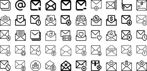 Set Of Mail Icons Collection Isolated Silhouette Solid Icons Including Sign, Vector, Letter, Icon, Message, Email, Mail Infographic Elements Logo Vector Illustration