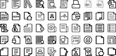 Set Of Page Icons Collection Isolated Silhouette Solid Icons Including Background, Vector, Design, Page, Illustration, Template, Blank Infographic Elements Logo Vector Illustration