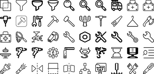 Set Of Tool Icons Collection Isolated Silhouette Solid Icons Including Wrench, Tool, Equipment, Hammer, Vector, Work, Spanner Infographic Elements Logo Vector Illustration