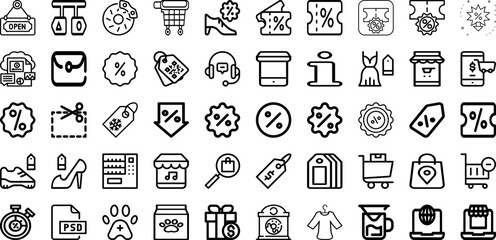 Set Of Shop Icons Collection Isolated Silhouette Solid Icons Including Shop, Business, Discount, Sale, Buy, Promotion, Store Infographic Elements Logo Vector Illustration