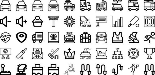Set Of Port Icons Collection Isolated Silhouette Solid Icons Including Crane, Industry, Boat, Freight, Ship, Shipping, Cargo Infographic Elements Logo Vector Illustration