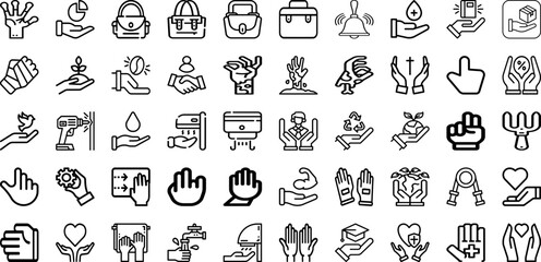 Set Of Hand Icons Collection Isolated Silhouette Solid Icons Including Hold, Isolated, Woman, Hand, Touch, White, Business Infographic Elements Logo Vector Illustration