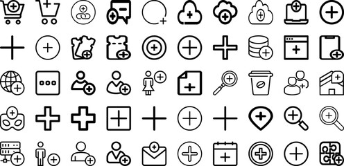 Set Of Plus Icons Collection Isolated Silhouette Solid Icons Including Cross, Illustration, Icon, Vector, Sign, Symbol, Plus Infographic Elements Logo Vector Illustration