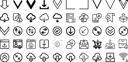 Set Of Down Icons Collection Isolated Silhouette Solid Icons Including Illustration, Symbol, Icon, Vector, Background, Concept, Down Infographic Elements Logo Vector Illustration