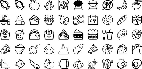 Set Of Meal Icons Collection Isolated Silhouette Solid Icons Including Fresh, Food, Dinner, Meal, Lunch, Healthy, Kitchen Infographic Elements Logo Vector Illustration