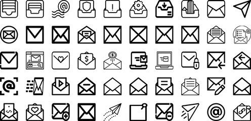 Set Of Mail Icons Collection Isolated Silhouette Solid Icons Including Letter, Message, Email, Mail, Sign, Icon, Vector Infographic Elements Logo Vector Illustration