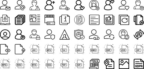 Set Of File Icons Collection Isolated Silhouette Solid Icons Including Office, Document, Business, Information, Icon, Management, File Infographic Elements Logo Vector Illustration