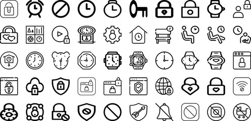Set Of Lock Icons Collection Isolated Silhouette Solid Icons Including Protection, Safety, Icon, Privacy, Vector, Lock, Safe Infographic Elements Logo Vector Illustration