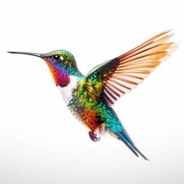 Portrait humming bird isolated on white AI Generative