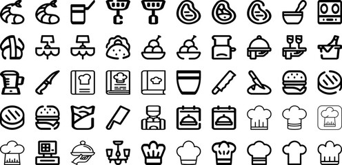 Set Of Chef Icons Collection Isolated Silhouette Solid Icons Including Chef, Kitchen, Cooking, Cook, Uniform, Professional, Restaurant Infographic Elements Logo Vector Illustration