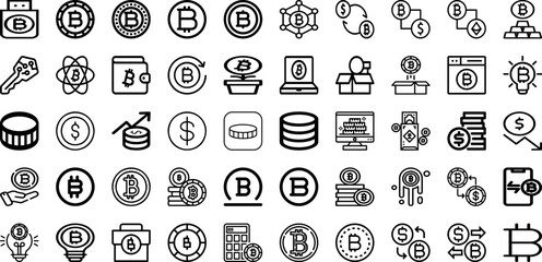 Set Of Coin Icons Collection Isolated Silhouette Solid Icons Including Business, Coin, Currency, Money, Finance, Gold, Cash Infographic Elements Logo Vector Illustration