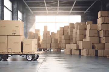 Portrait boxes in warehouse AI Generative