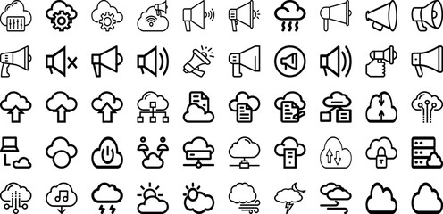Set Of Loud Icons Collection Isolated Silhouette Solid Icons Including Voice, Vector, Loudspeaker, Announcement, Loud, Speaker, Sound Infographic Elements Logo Vector Illustration