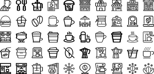 Set Of Cafe Icons Collection Isolated Silhouette Solid Icons Including Food, Table, Cafe, Restaurant, Background, Business, Coffee Infographic Elements Logo Vector Illustration