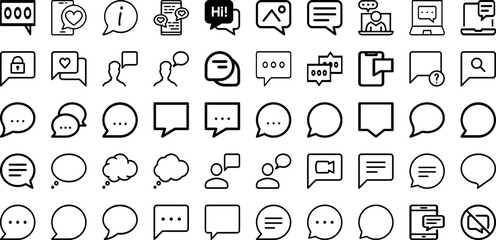 Set Of Chat Icons Collection Isolated Silhouette Solid Icons Including Conversation, Communication, Message, Support, Speech, Robot, Chat Infographic Elements Logo Vector Illustration