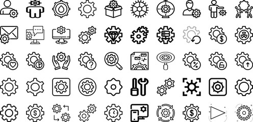 Set Of Gear Icons Collection Isolated Silhouette Solid Icons Including Gear, Engineering, Illustration, Technology, Wheel, Industry, Symbol Infographic Elements Logo Vector Illustration