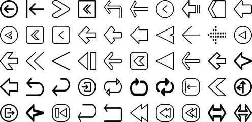 Set Of Left Icons Collection Isolated Silhouette Solid Icons Including Symbol, Left, Vector, Sign, Illustration, Design, Icon Infographic Elements Logo Vector Illustration