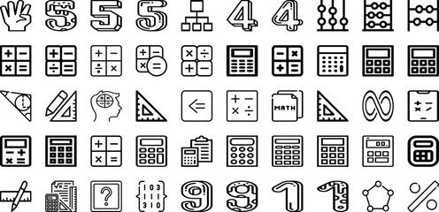 Set Of Math Icons Collection Isolated Silhouette Solid Icons Including School, Background, Education, Illustration, Math, Mathematics, Vector Infographic Elements Logo Vector Illustration