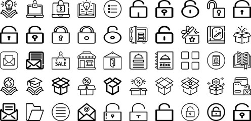 Set Of Open Icons Collection Isolated Silhouette Solid Icons Including Business, Banner, Shop, Open, Vector, Design, Background Infographic Elements Logo Vector Illustration