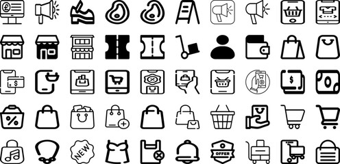 Set Of Shop Icons Collection Isolated Silhouette Solid Icons Including Shop, Sale, Store, Promotion, Buy, Discount, Business Infographic Elements Logo Vector Illustration