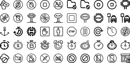 Set Of Stop Icons Collection Isolated Silhouette Solid Icons Including Illustration, Vector, Stop, Danger, Symbol, Icon, Sign Infographic Elements Logo Vector Illustration
