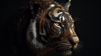 Illustration close up tiger face AI Generative