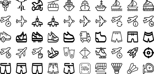 Set Of Port Icons Collection Isolated Silhouette Solid Icons Including Freight, Boat, Crane, Cargo, Shipping, Industry, Ship Infographic Elements Logo Vector Illustration