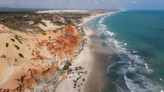 Cliffs and beach of Morro Branco in Brazil