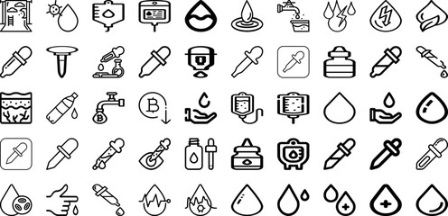 Set Of Drop Icons Collection Isolated Silhouette Solid Icons Including Droplet, Wet, Drop, Water, Background, Liquid, Rain Infographic Elements Logo Vector Illustration