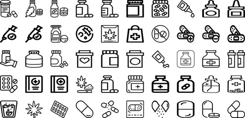 Set Of Drug Icons Collection Isolated Silhouette Solid Icons Including Pharmacy, Drug, Medical, Addiction, Medicine, Pill, Health Infographic Elements Logo Vector Illustration