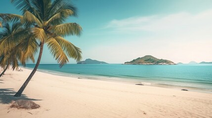 Beautiful beach view with coconut tree AI Generative