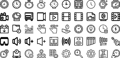 Fototapeta na wymiar Set Of Time Icons Collection Isolated Silhouette Solid Icons Including Graphic, Time, Clock, Symbol, Sign, Icon, Vector Infographic Elements Logo Vector Illustration