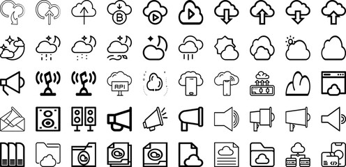 Set Of Loud Icons Collection Isolated Silhouette Solid Icons Including Announcement, Loud, Voice, Loudspeaker, Speaker, Vector, Sound Infographic Elements Logo Vector Illustration