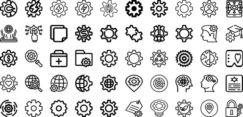 Set Of Gear Icons Collection Isolated Silhouette Solid Icons Including Engineering, Industry, Symbol, Gear, Illustration, Technology, Wheel Infographic Elements Logo Vector Illustration