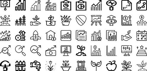 Set Of Grow Icons Collection Isolated Silhouette Solid Icons Including Success, Growing, Growth, Business, Graph, Background, Concept Infographic Elements Logo Vector Illustration