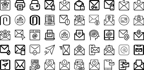 Set Of Mail Icons Collection Isolated Silhouette Solid Icons Including Mail, Icon, Message, Sign, Vector, Email, Letter Infographic Elements Logo Vector Illustration
