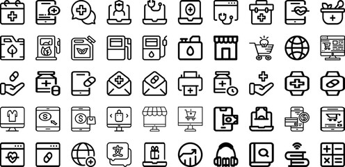 Set Of Line Icons Collection Isolated Silhouette Solid Icons Including Line, Illustration, Vector, Abstract, Element, Background, Design Infographic Elements Logo Vector Illustration