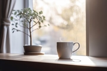Fototapeta na wymiar A cup of coffee in the morning AI Generative