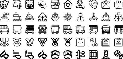 Set Of Port Icons Collection Isolated Silhouette Solid Icons Including Ship, Shipping, Boat, Crane, Cargo, Industry, Freight Infographic Elements Logo Vector Illustration