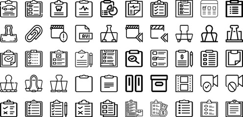 Set Of Clip Icons Collection Isolated Silhouette Solid Icons Including Paper, Note, Isolated, White, Clip, Vector, Office Infographic Elements Logo Vector Illustration